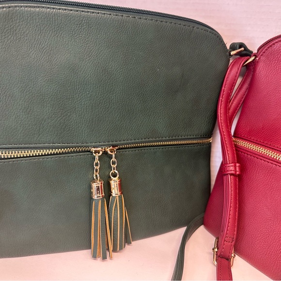 Unbranded Bundle of Elegant Hunter Green and Burgundy Crossbody Bags - Picture 3 of 9